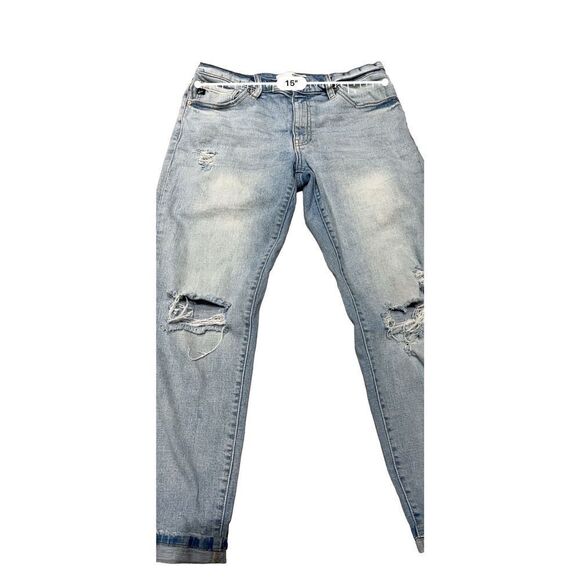 Kancan Womens Denim Pants Distressed Folded Hem Light Blue Wash Size 9/28 - Picture 5 of 8